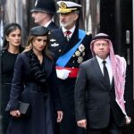 ملك الأردن وزوجته في جنازة الملكة إليزابيث